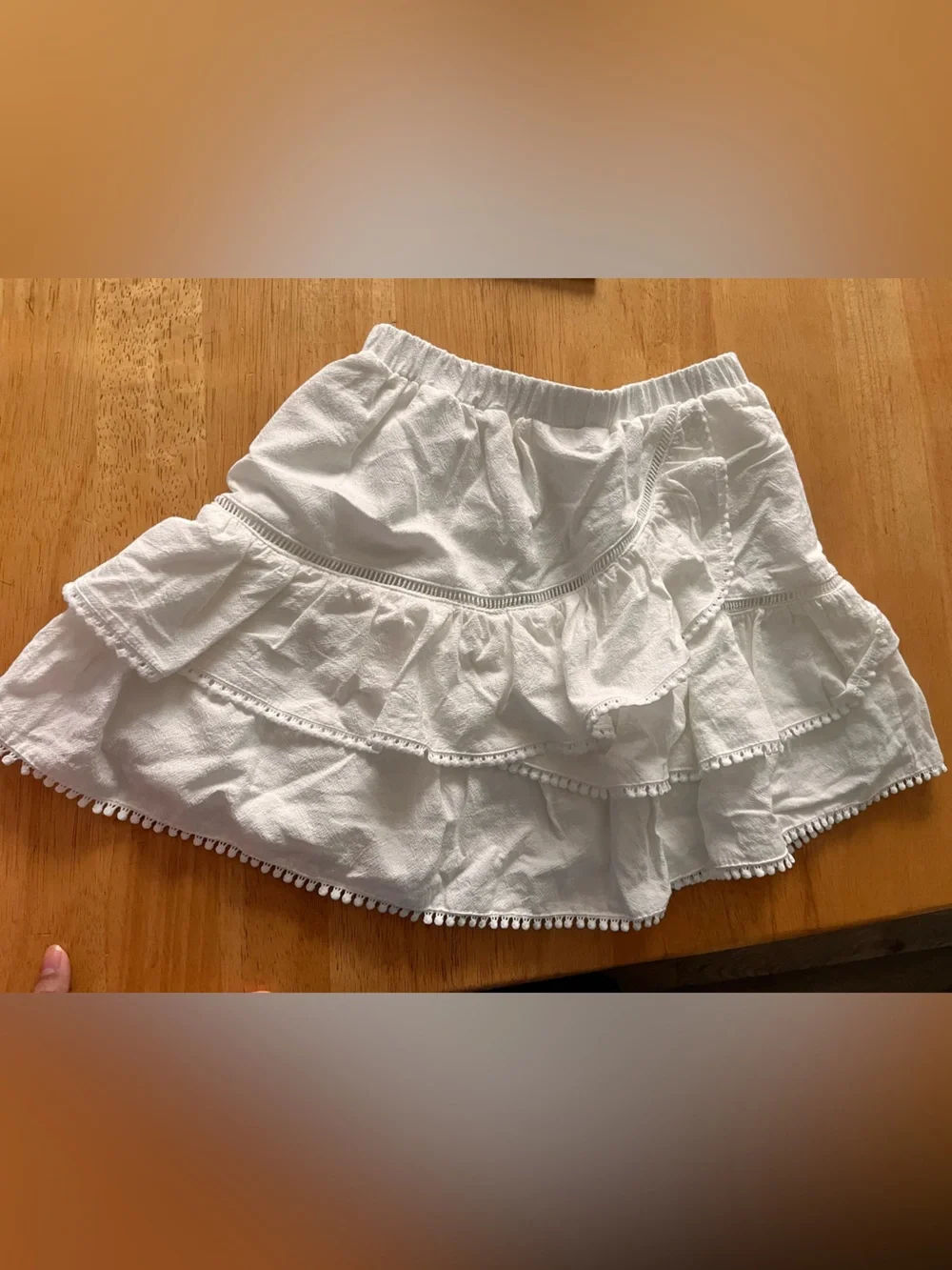 White Pom Pom Trim Mini Skirt